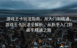 游戏王卡玩法指南，从入门到精通，游戏王卡玩法全解析，从新手入门到高手精通之路